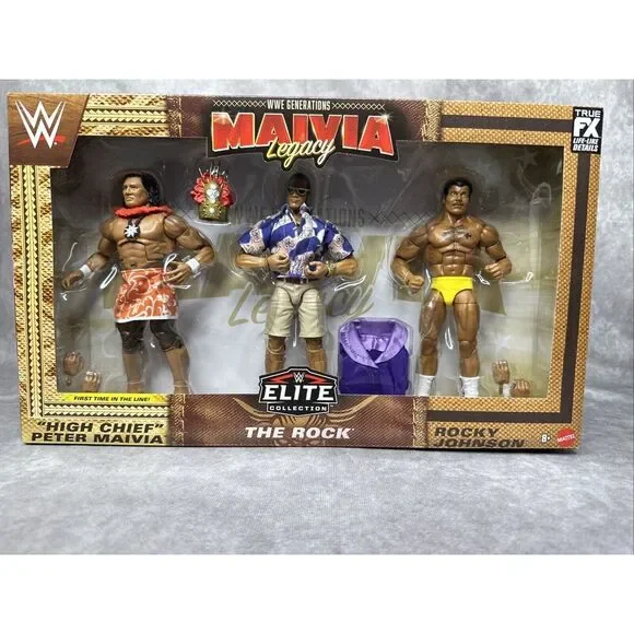 WWE Mattel Elite‎ The Rock WWE Generations Maivia Legacy 3-Pack Exclusive - Picture 2 of 10